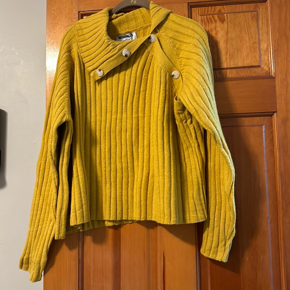 Mustard Yellow Rebdolls Posey Knit Button Detail Oversized Sweater